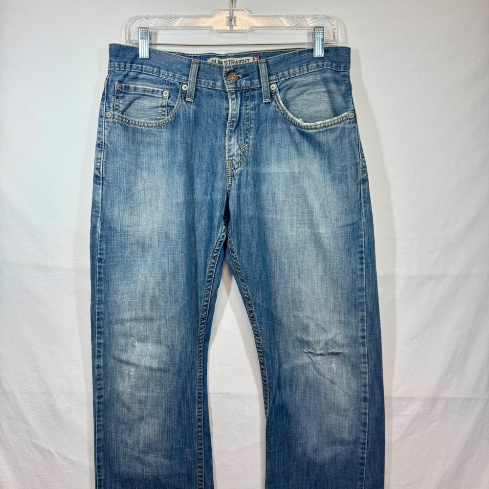 Levi's 514 Slim Straight Jeans Distressed Denim‎ Blue Mens Size 31x30